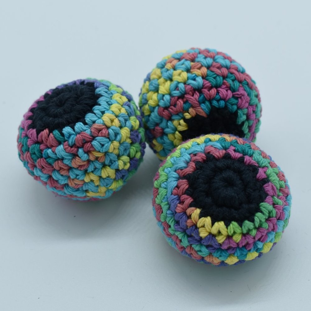 Three Handcrafted Catnip filled crocheted balls - Picture 3 of 4